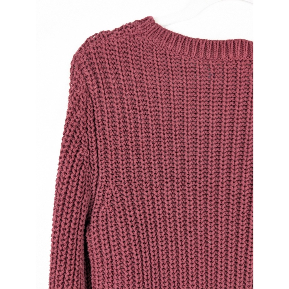 Nautica Cable Knit Heavyweight Crewneck Sweater Size L Maroon Cottagecore Granny - Picture 8 of 10